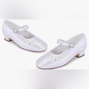 ERIJUNOR White Communion, Flower Girl Shoes Dyeable Satin Size 13.5 new in box!